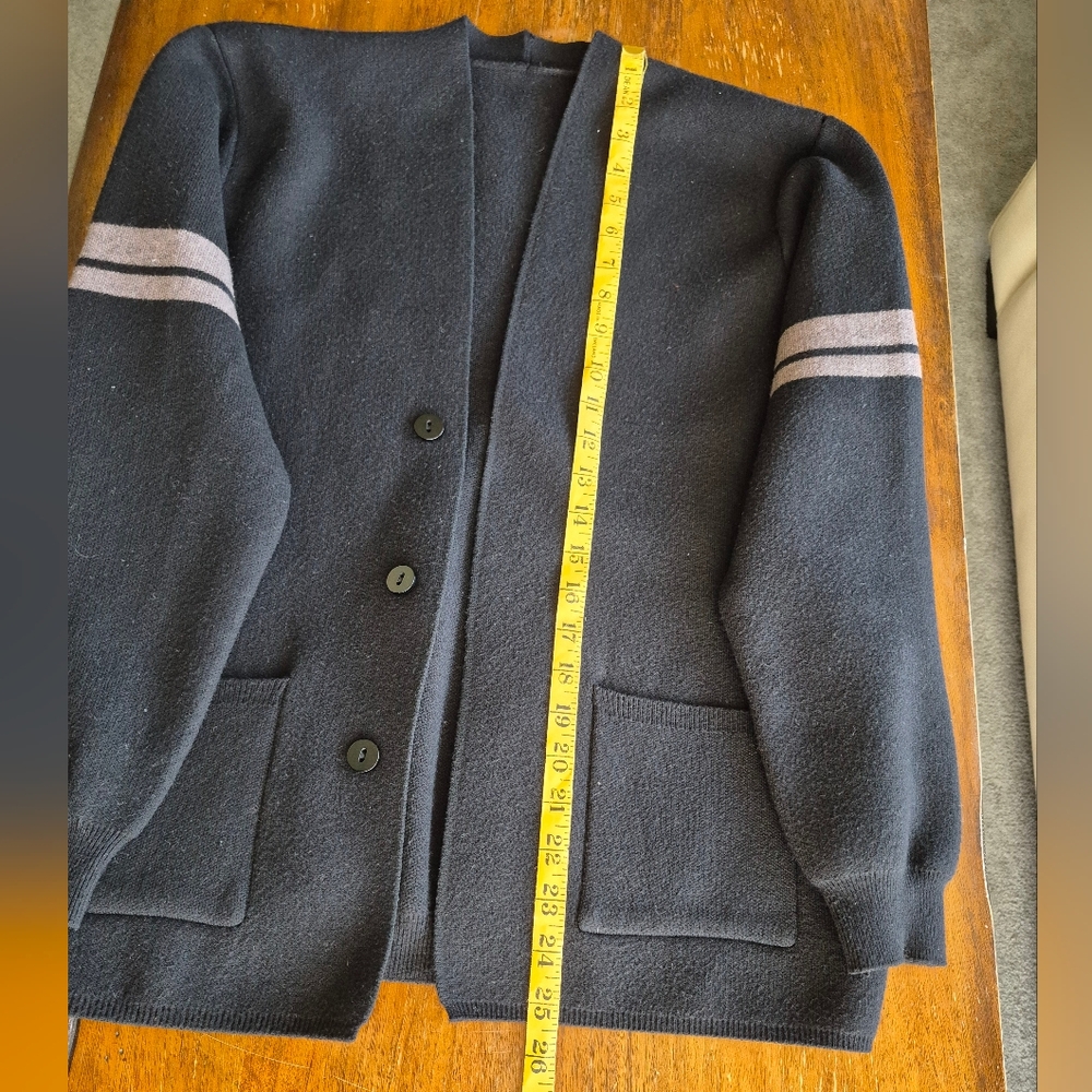 Black Cardigan with Gray Stripes - Picture 4 of 6